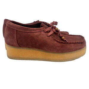 Clarks Wallabee Terracotta Red Suede Crepe Sole Ankle Chukka Boot Women 10 Shoes